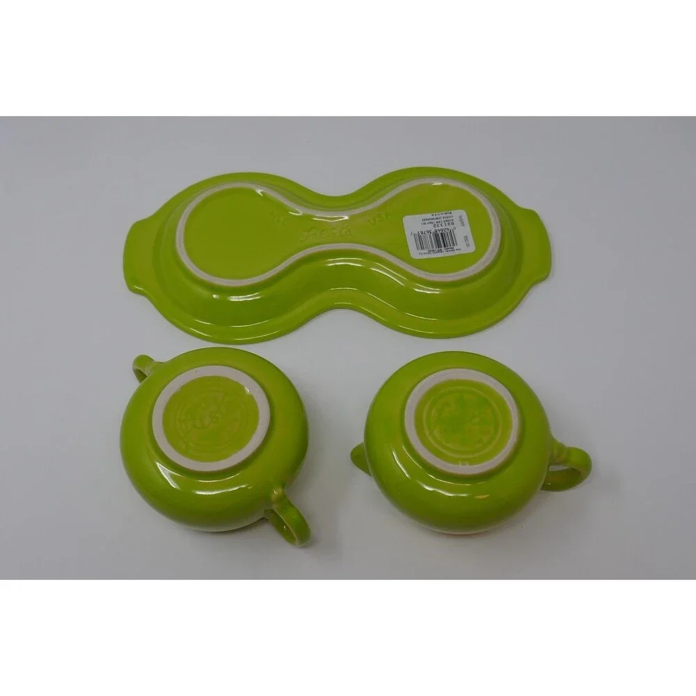 Fiesta Lemongrass 3 Piece Open Sugar Bowl & Creamer Tray Set USA